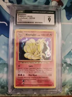 CGC 9 MINT Ninetales 15/108 XY Evolutions Reverse Holo Rare 2016 Pokemon Card - Image 1