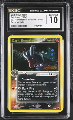 CGC 10 Dark Houndoom Team Rocket Returns 5/109 Reverse Holo STAMPED Pokemon Card - Image 1