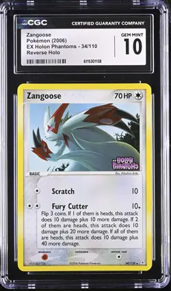 CGC 10 Zangoose 2006 EX Holon Phantoms 34/110 Reverse Holo Stamped Pokemon Card - Image 1