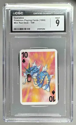 6110915294 Gyarados 1999 Pokemon Playing Cards Mini Red 10 of Spades CGC 9 - Image 1