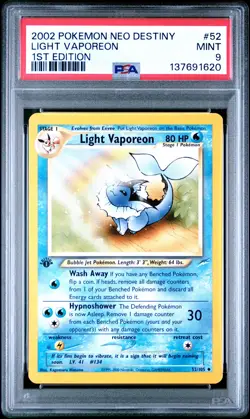 2002 POKEMON NEO DESTINY 1ST ED #52 LIGHT VAPOREON PSA 9 - Image 1