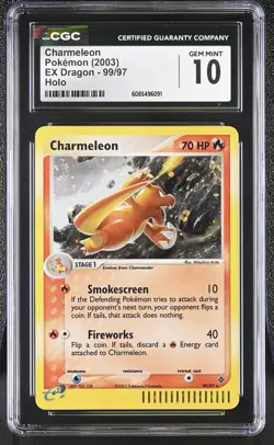 CGC 10 GEM MINT Charmeleon 2003 EX Dragon 99/97 Holo SWIRL Pokemon Card - Image 1