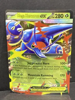 Mega Heracross Ex Pokemon ME02: Phantasmal Flames 004/094 Holo Double Rare - Image 1