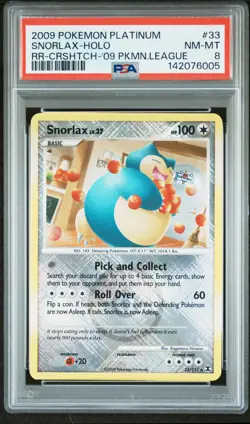 2009 POKEMON PLATINUM RISING RIVALS #33 SNORLAX-HOLO PSA 8 - Image 1