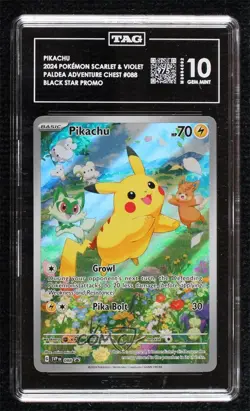 Pikachu Paldea Adventure Chest Holo Pokemon Scarlet Violet Black Star TAG 10 - Image 1
