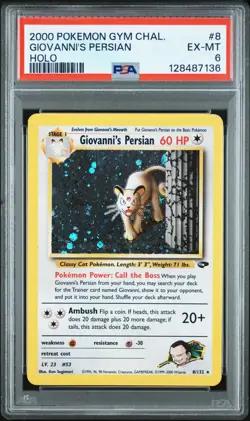 2000 Pokemon Gym Challenge Giovanni's Persian Holo PSA 6 #8 - Image 1