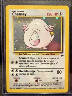 Chansey Base Set 2 3/102 Holo Rare. WOTC Vintage Pokemon. LP- - Image 1