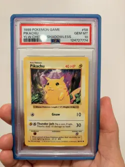 PSA 10 Pikachu 1999 Pokemon Base Set #58 SHADOWLESS - YELLOW CHEEKS - GEM MINT - Image 1