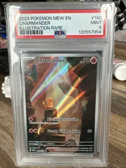 2023 Pokemon Mew en Charmander Illustration Rare Card #168 PSA 9 Mint - Image 1