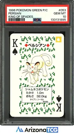 Pokemon 1996 Persian 053 King Of Spades Green Playing Card Japanese PSA 10 - Image 1