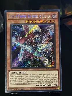 Yu-Gi-Oh! Evil Twins Ki-sikil & Lil-la 1st Edition Secret Rare Card RA04-EN037 - Image 1