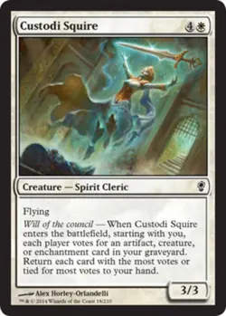 MTG Custodi Squire - Foil, Conspiracy, Moderately Played, English - Image 1