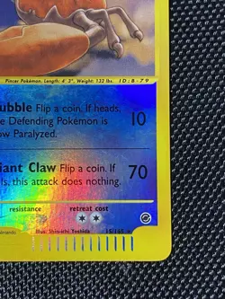Kingler Reverse Holo 15/165 Expedition Pokemon Card WOTC 2002 LP+ - Image 4