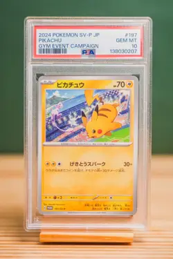 2024 POKEMON JPN SV-P PROMO GYM EVENT CAMPAIGN #197 PIKACHU PSA 10 - Image 1