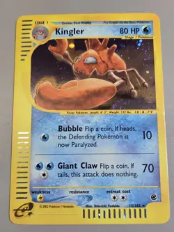 Pokemon Expedition # 15/165 Holo Kingler (E-Reader) Never Played - Image 1