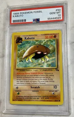 Pokemon 1999 Fossil Kabuto 50/62 PSA 10 Common Unlimited Regular Wizards - Image 1