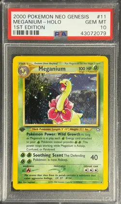 POKEMON MEGANIUM 2000 NEO GENESIS 1ST EDITION #11 HOLO PSA 10 - Image 1