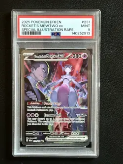 2025 Pokemon DRI EN Team Rocket Mewtwo Ex PSA 9 #231 Special Illustration Rare - Image 1