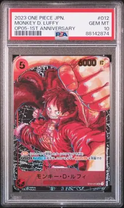ONE PIECE MONKEY D. LUFFY 2023 JPN OP05 AWAKENING NEW ERA #012 1ST ANNIV PSA 10 - Image 1