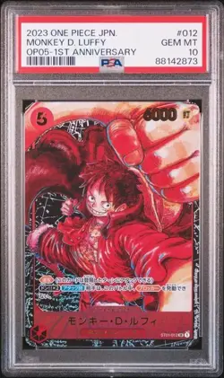 ONE PIECE MONKEY D. LUFFY 2023 JPN OP05 AWAKENING NEW ERA #012 1ST ANNIV PSA 10 - Image 1