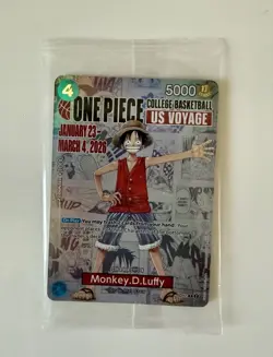 Monkey.D.Luffy (College Basketball US Voyage) P-055 One Piece Promotion SEALED - Image 4