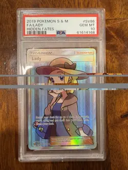 PSA 10 Lady SV86/SV94 Hidden Fates 2019 Shiny Vault Full Art Pokemon Card TCG - Image 1