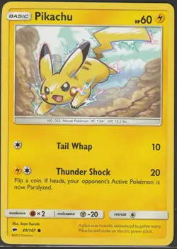 POKEMON PIKACHU 40/147 COMMON BURNING SHADOWS NM CARD - Image 1