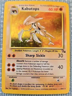 Kabutops Holo Rare Card from the Fossil set of the Pokemon TCG 9/62 - Image 1