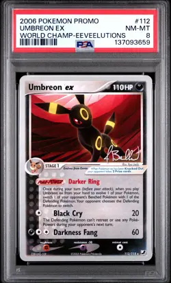 2006 POKEMON WORLD CHAMPIONSHIPS PROMO EEVEELUTIONS #112 UMBREON EX PSA 8 - Image 1