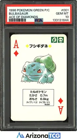 Pokemon 1996 Bulbasaur 001 Ace Diamonds Green Playing Card Japanese PSA 10 - Image 1
