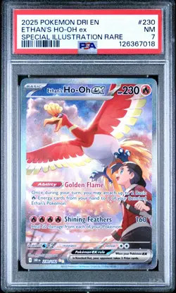 2025 POKEMON DRI EN-DESTINED RIVALS #230 ETHAN'S HO-OH EX PSA 7 - Image 1