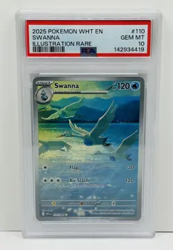 🔥2025 Pokemon-Swanna-110/086-White Flare-Illustration Rare-PSA 10-Gem Mint!🔥 - Image 1