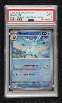 Glaceon Master Ball Foil Pokemon Prismatic Evolutions PRE PSA 9 MINT - Image 1