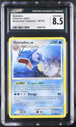 CGC 8.5 Gyarados 2007 Mysterious Treasures 26/123 Pokemon Card - Image 1