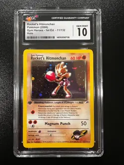 CGC 10 Rocket's Hitmonchan (1st Ed.) *SWIRL* Gym Heroes 11/132 Pokemon Card B14 - Image 1