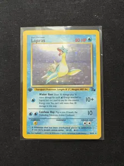 Pokemon TCG Lapras Fossil Holo First Edition 10/62 Rare Card MP/HP - Image 1