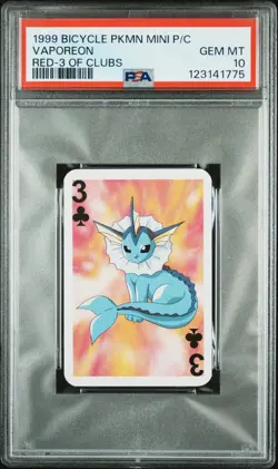 1999 BICYCLE POKEMON MINI PLAYING CARDS RED DECK VAPOREON PSA 10 - Image 1