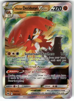 Hisuian Decidueye VSTAR 084/189 SWSH10: Astral Radiance NM Pokemon Card TCG - Image 1