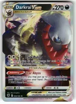Darkrai VSTAR 099/189 SWSH10: Astral Radiance NM Pokemon Card TCG - Image 1