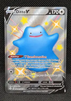 Ditto V SHINY SV118/SV122 Shining Fates Full Art Ultra Rare 2021 Pokemon Card - Image 1
