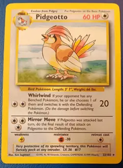 Pokemon - Pidgeotto 22/102 - Base Set - RARE - Vintage WOTC 1999 - VLP - Image 1