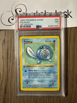 PSA 7 - Pokemon POLIWAG 59/102 - 1st Edition SHADOWLESS BASE SET - NEAR MINT - Image 1