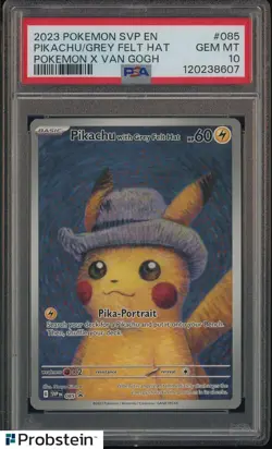 Pokemon Pikachu with Grey Felt Hat Van Gogh 085 Promo PSA 10 Graded GEM MINT - Image 1