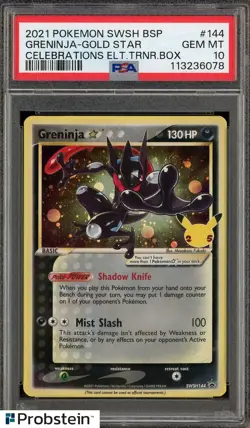 2021 Pokemon SWSH BSP Celebrations Elite Trainer #144 Greninja Gold Star PSA 10 - Image 1