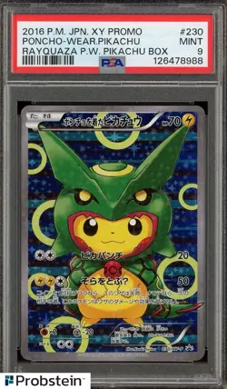 2016 Pokemon Japanese XY Promo #230 Poncho Wearing Pikachu Rayquaza PSA 9 MINT - Image 1