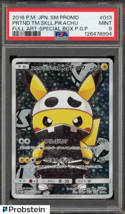 2016 Pokemon Japanese SM Promo Full Art #013 Pretend TM Skull Pikachu PSA 9 MINT - Image 1