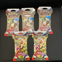 SEALED Pokemon TCG Scarlet and Violet - 5 Sleeved Booster Packs - Image 1