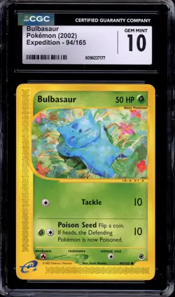 2002 Pokemon Expedition Bulbasaur #94 CGC 10 GEM MINT - Image 1