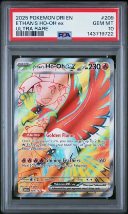 Pokemon TCG Ethan's Ho-Oh EX Ultra Rare Full Art Destined Rivals 209/182 PSA 10 - Image 1