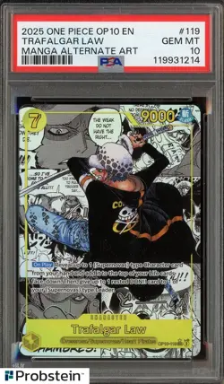 2025 One Piece OP10 EN Manga Alternate Art #119 Trafalgar Law PSA 10 GEM MINT - Image 1